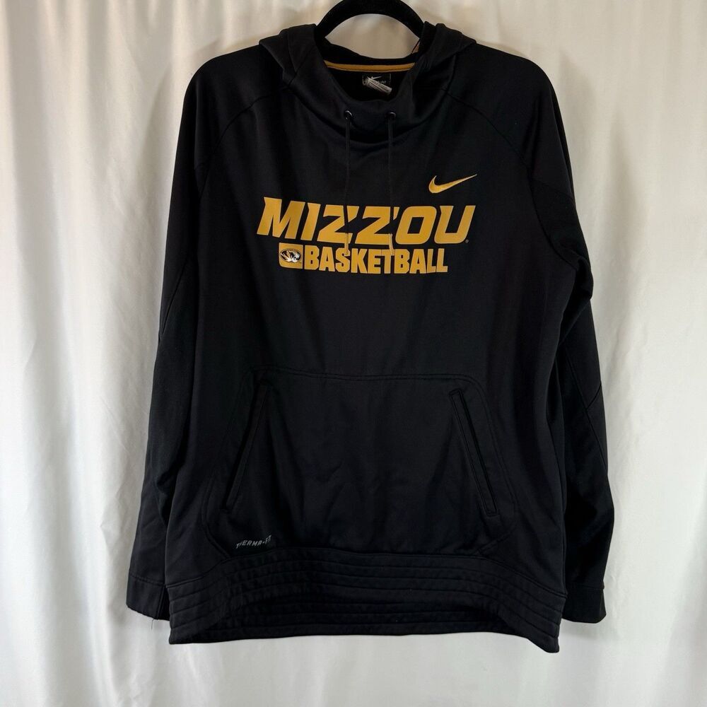 Missouri Basketball Nike Hoodie Men's Large Black Pullover Drawstring Pockets